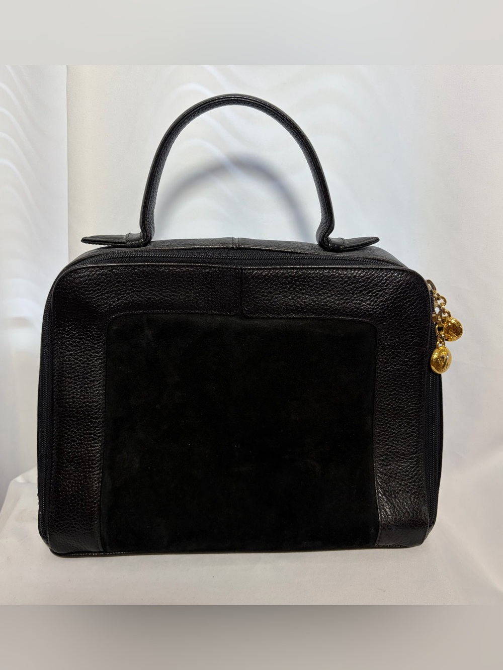 Vintage PALOMA PICASSO Structured Black Leather & Suede Handbag
